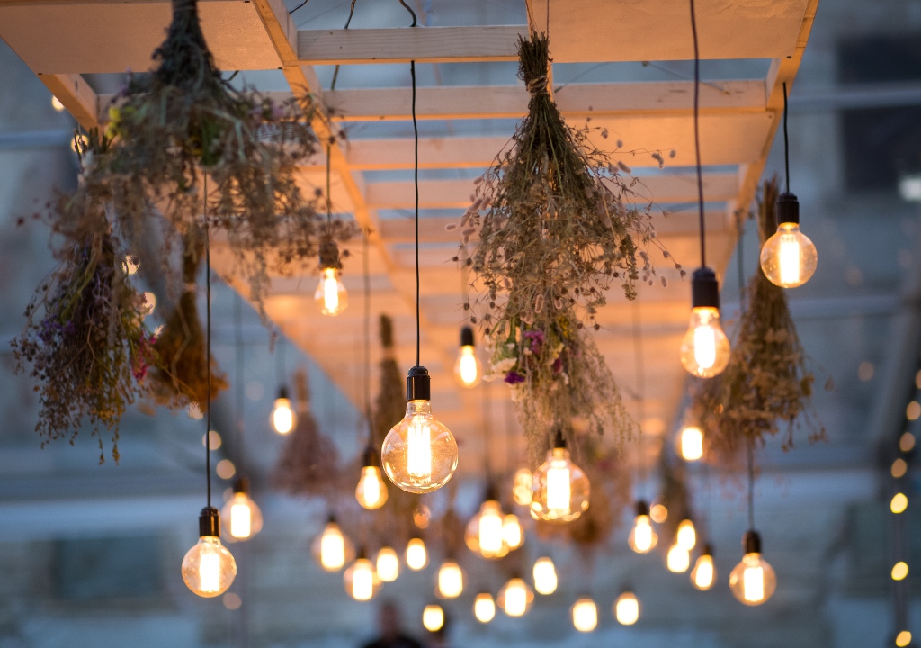 Winter wedding fairy lights