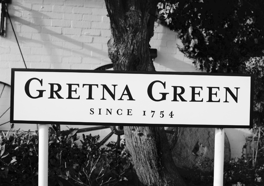 Gretna Green street sign with 1754 as the year