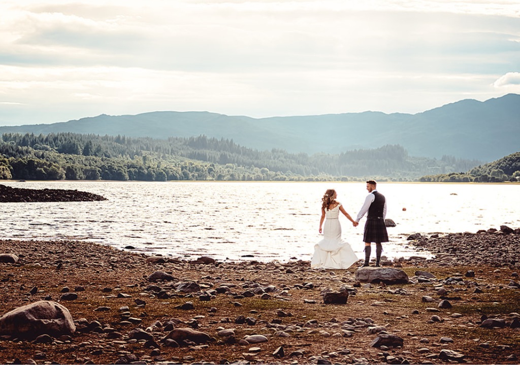 Couple on banks of loch