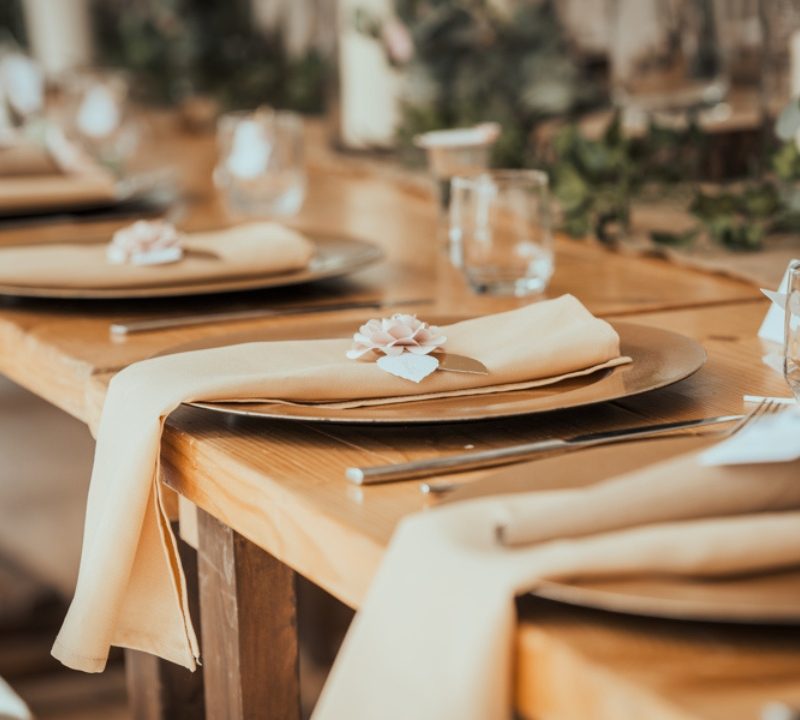 Table dressed for wedding