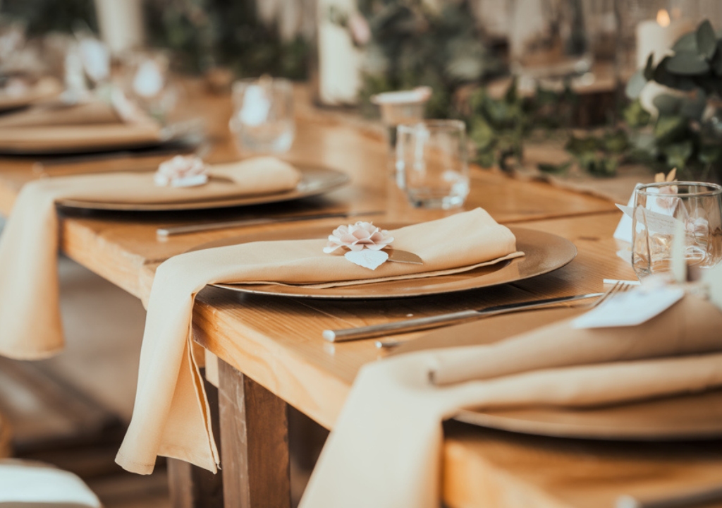 Table dressed for wedding 