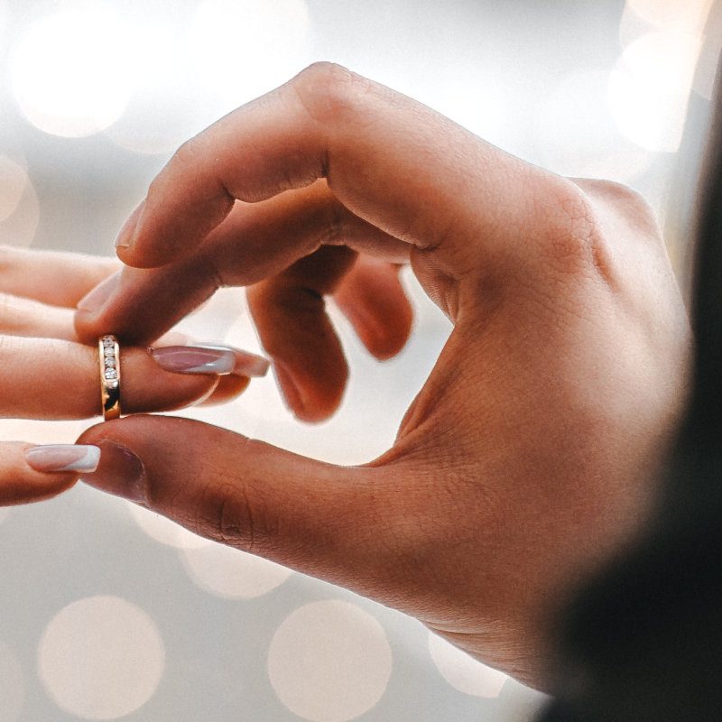 Couple exchanging wedding rings