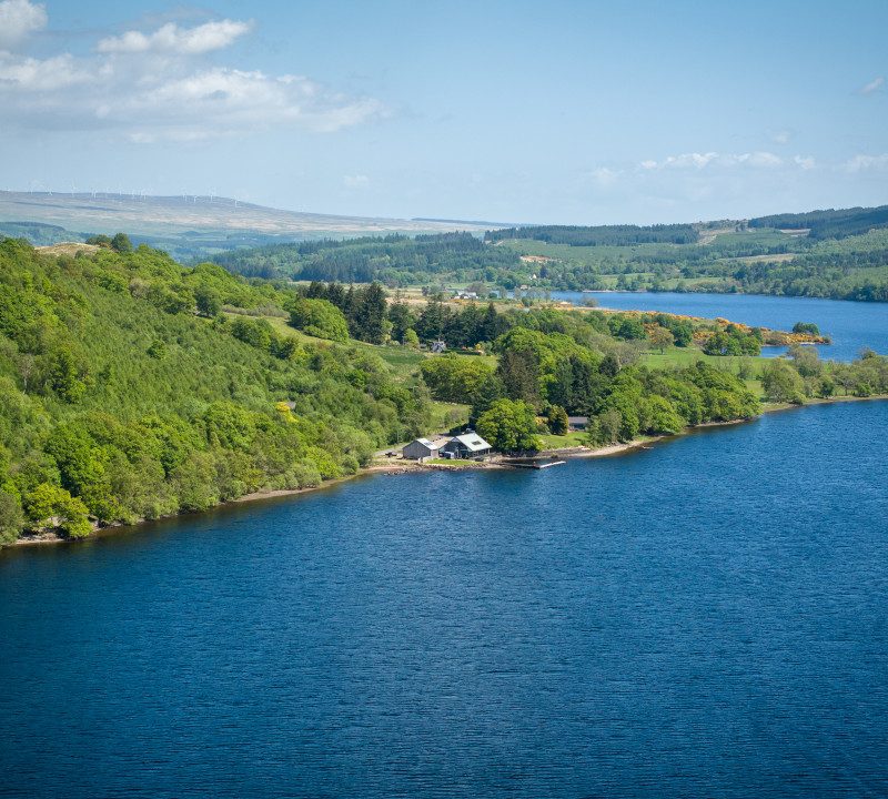 Aerial view of Venachar Lochside wedding venue