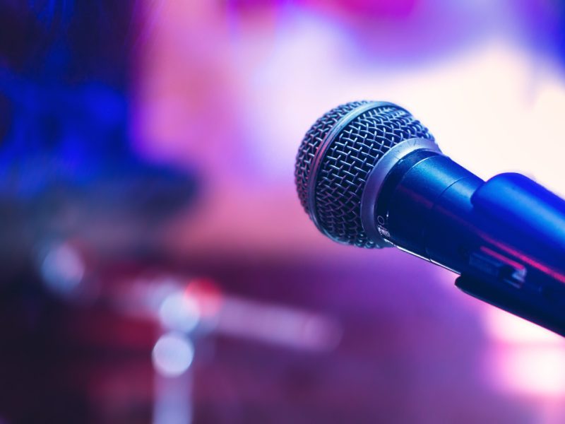 Microphone on stage at a gig
