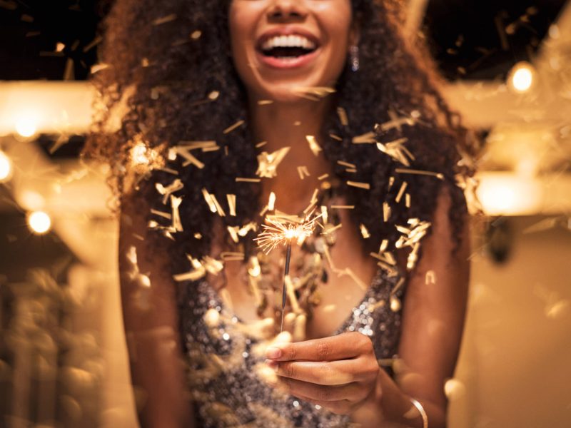 Woman at a Christmas Party Night