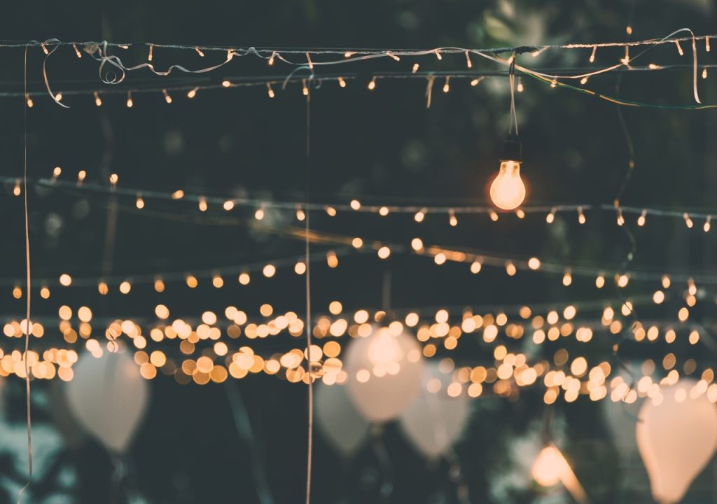 Close up image of sparkling Christmas lights