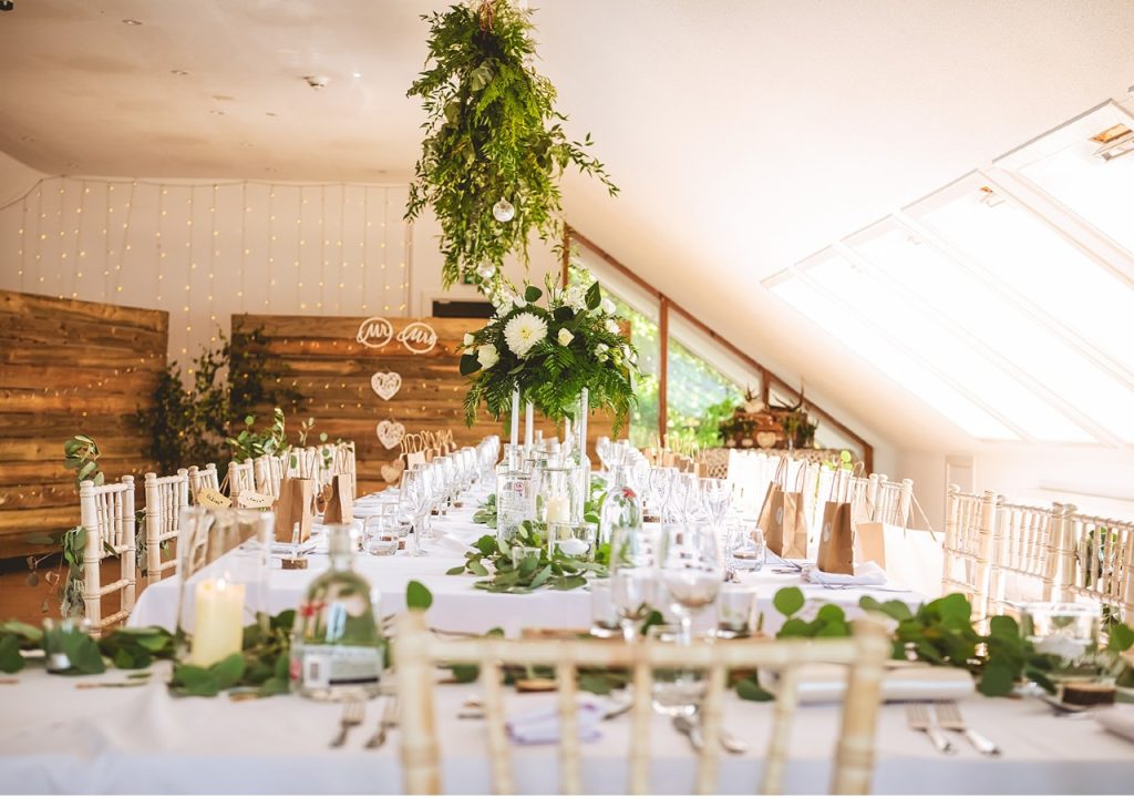 Venue decorated with natural items