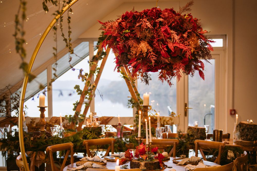 Venachar Lochside decorated ready for a winter wedding